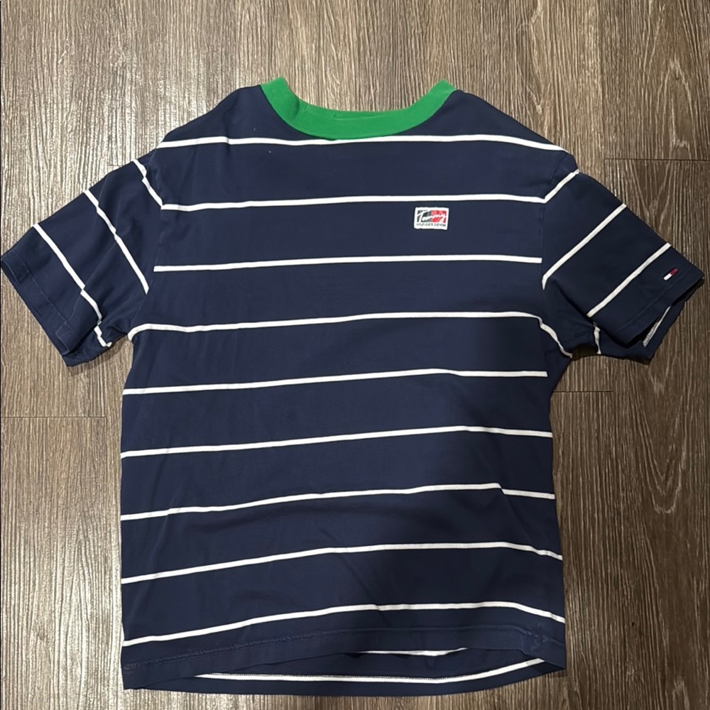 Tommy Hilfiger Blue and Green Short Sleeve Tee